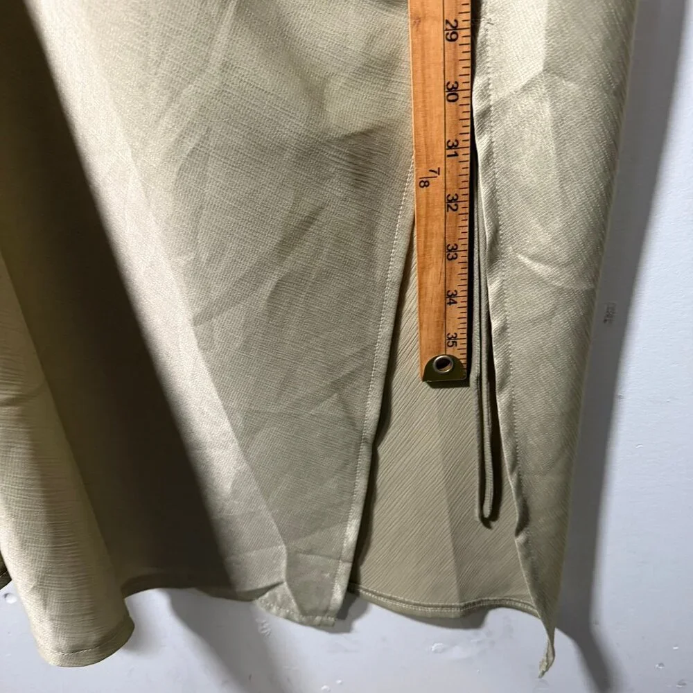 WOMENS SIZE 4 DRESS COWL NECK CHAMPAGNE TAN SHIMMER RUCHED STRAPPY Y2K 90S POLLY